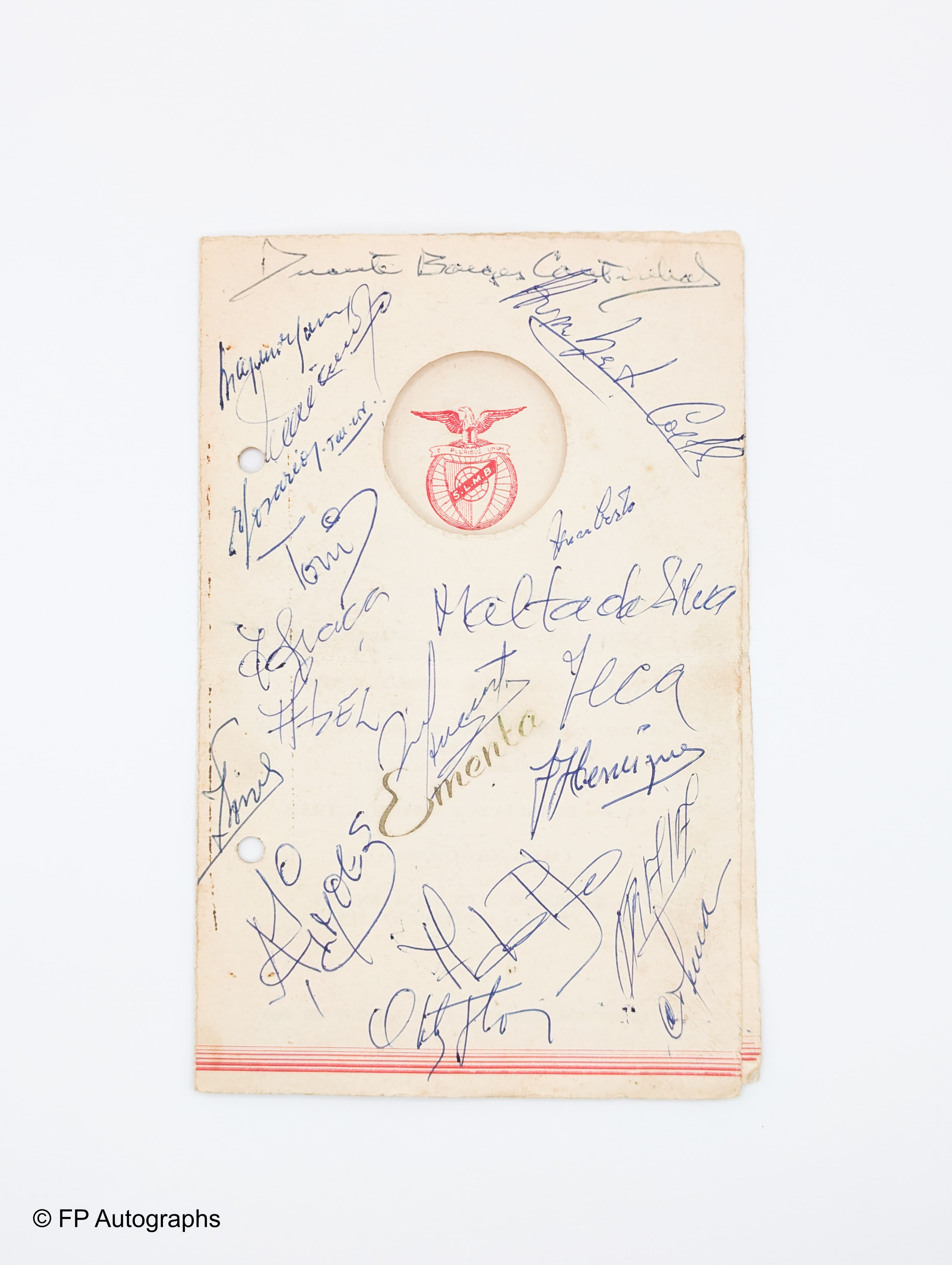 SL Benfica 1969 Signed Menu